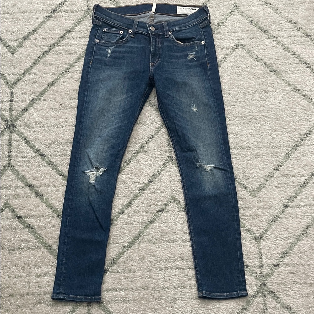 NWOT - Rag and Bone Capri Distressed Jeans in Canyon Blue size 27